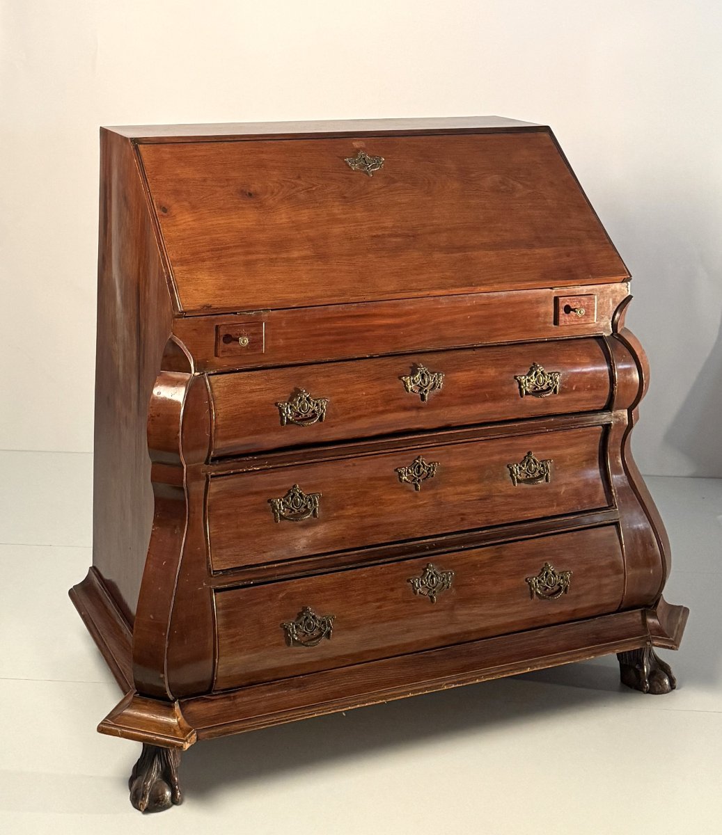 Cassettone a ribalta lastronato in mogano, Inghilterra, XiX secolo-photo-2