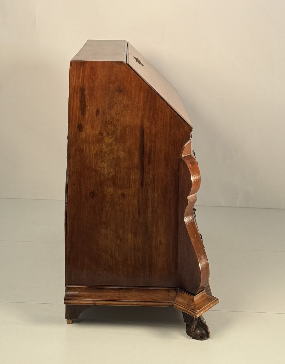 Cassettone a ribalta lastronato in mogano, Inghilterra, XiX secolo-photo-3