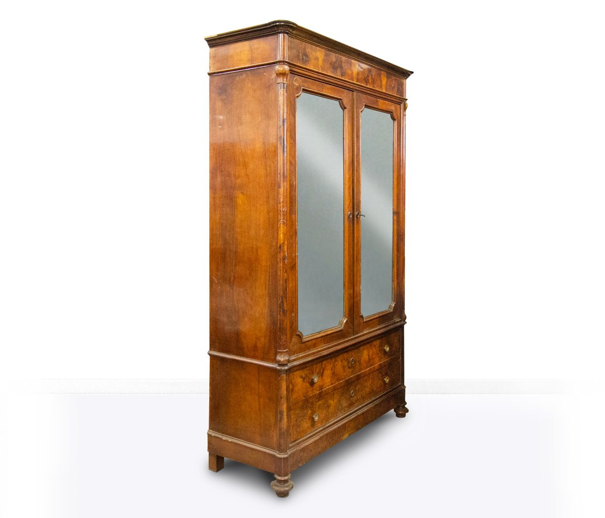 Armadio lastronato in noce e radica di noce, metà del XIX secolo-photo-2