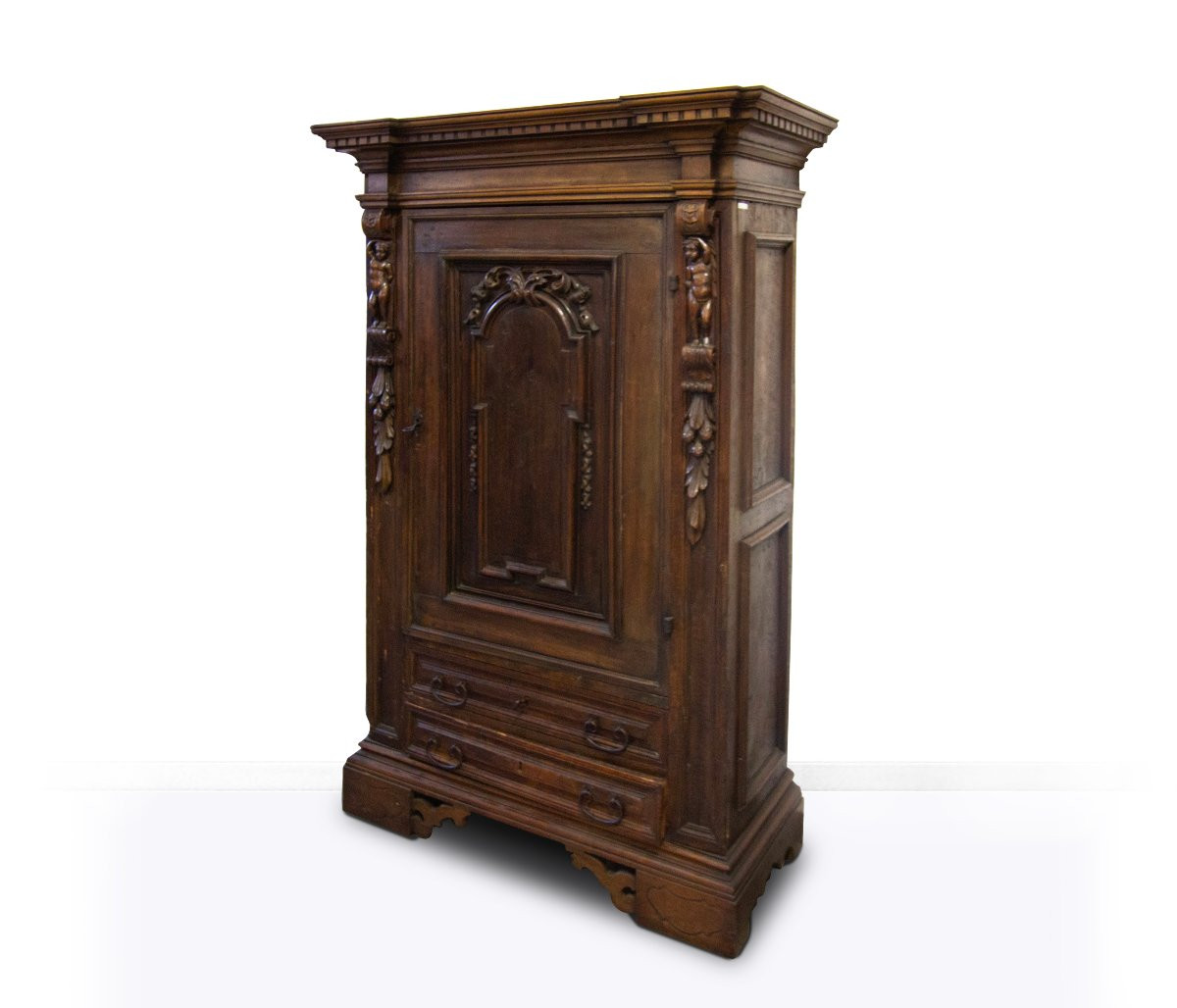 Credenza in noce, XIX secolo, di gusto neorinascimentale e ricostruita con elementi antichi-photo-2