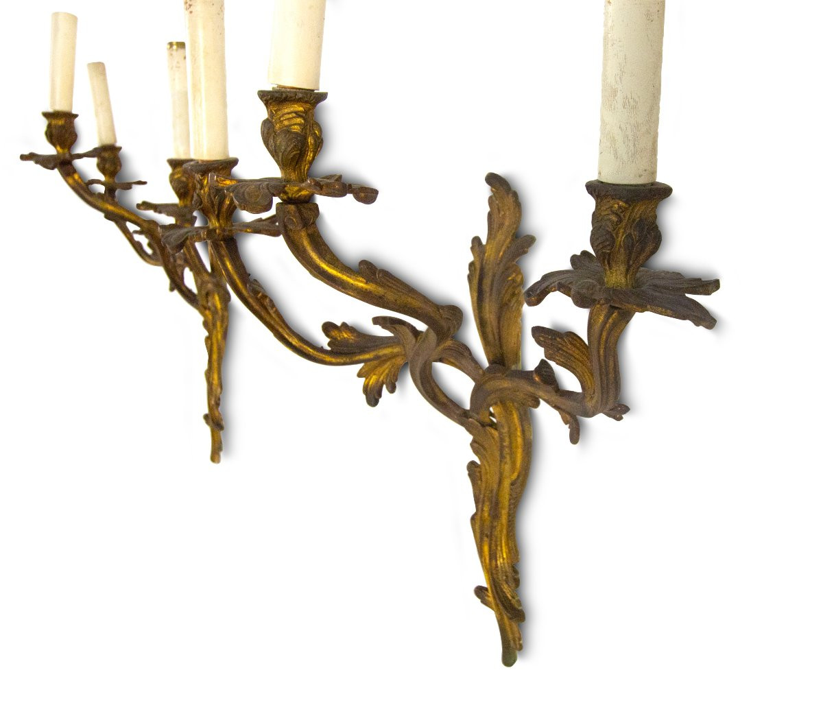 Coppia di appliques in bronzo dorato di gusto Luigi XV, XX secolo-photo-2