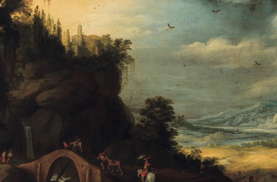 Paul Brill - ambito di,  "Paesaggio fluviale con viandanti"-photo-2