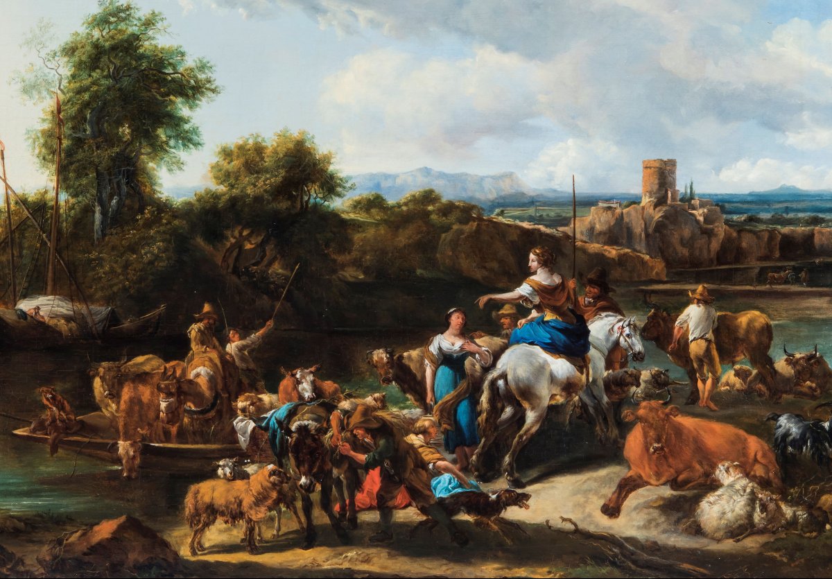 Nicolaes Berchem Il passaggio del fiume dei pastori con gli armenti, 1655 circa-photo-4