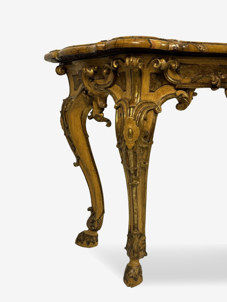Console in legno scolpito, laccato e dorato, XVIII secolo,-photo-2