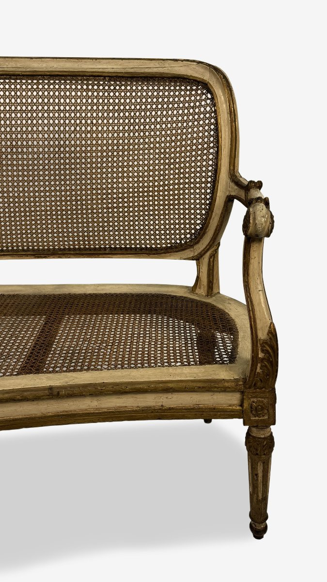 Divano in legno laccato e dorato, fine del XVIII secolo-photo-4