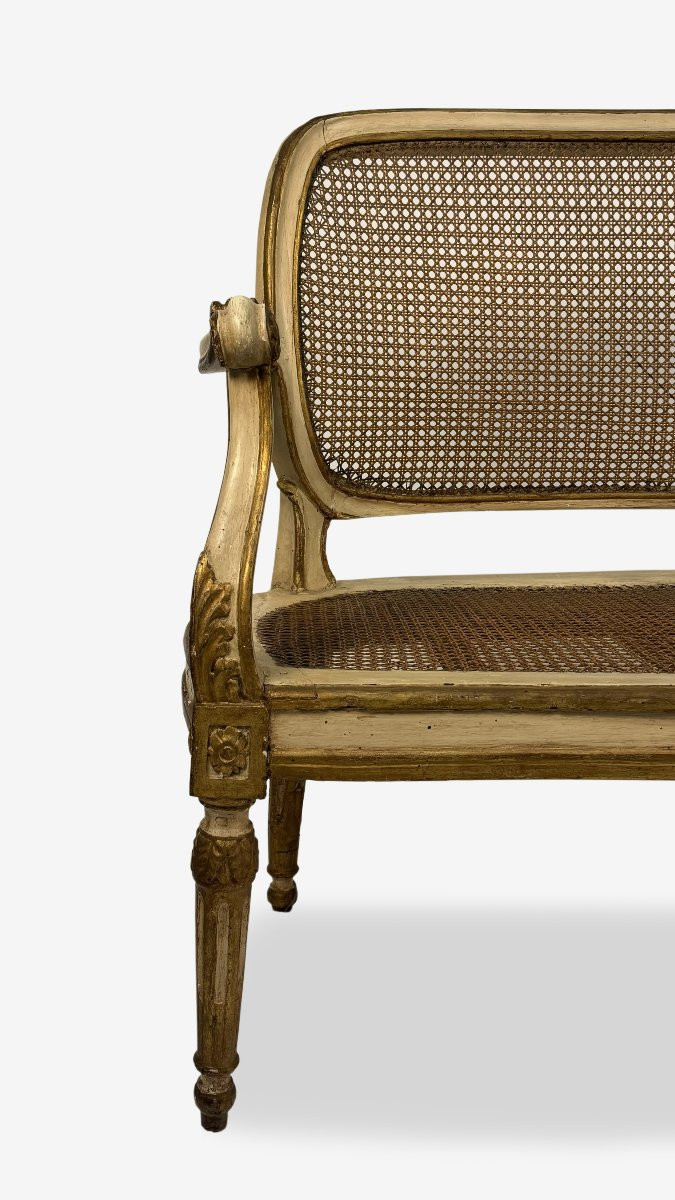 Divano in legno laccato e dorato, fine del XVIII secolo-photo-2