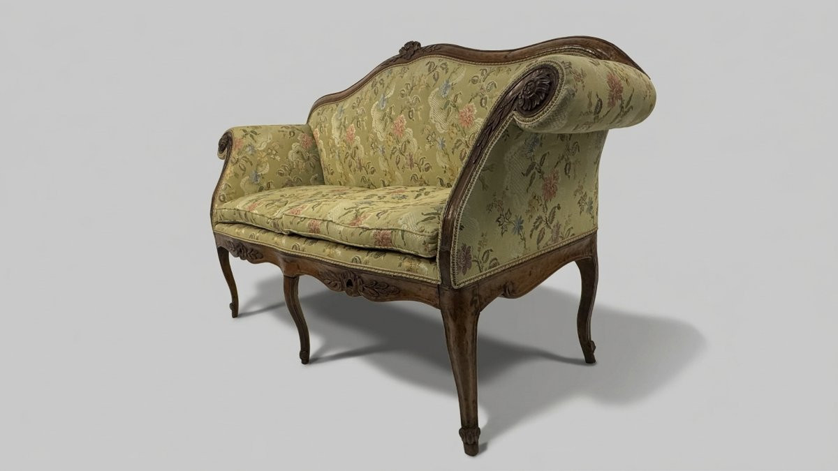 Divano ad orecchioni in noce, Lombardia, XVIII secolo-photo-4