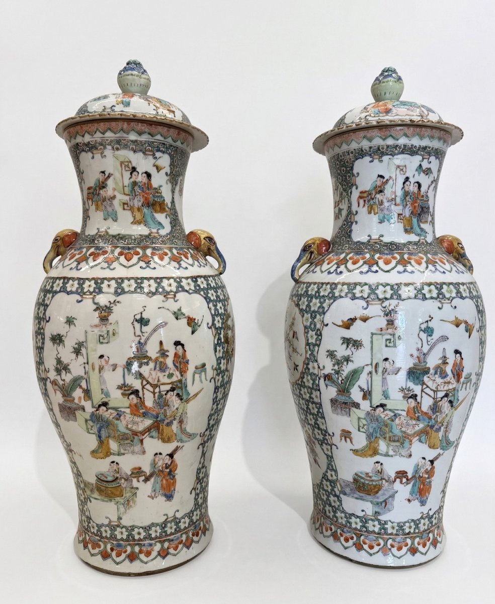 Coppia di potiches in porcellana policroma, Cina, XIX secolo-photo-4