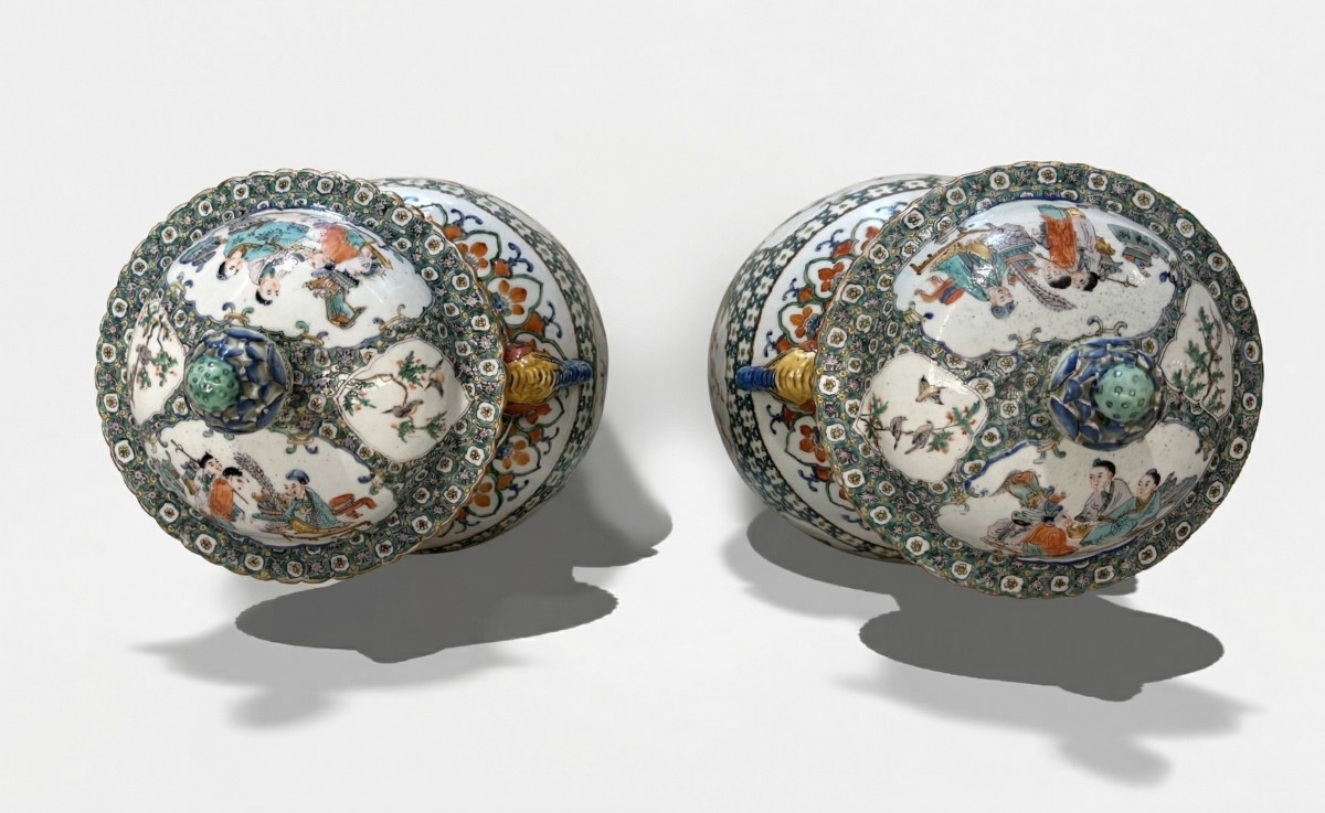 Coppia di potiches in porcellana policroma, Cina, XIX secolo-photo-1