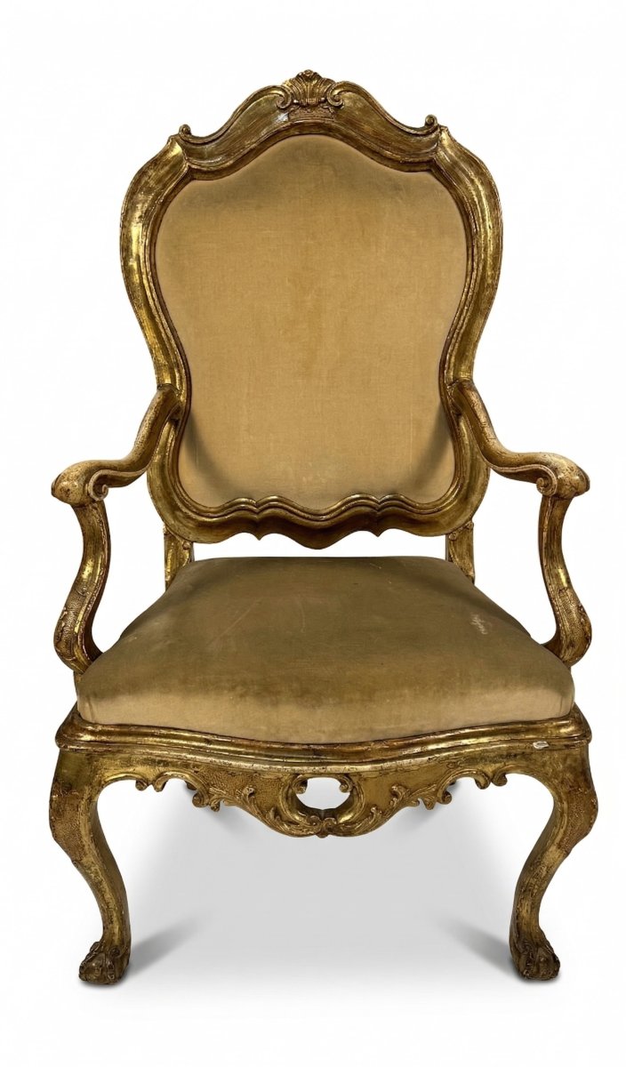 Tre poltrone in legno dorato, Venezia, XVIII secolo-photo-1