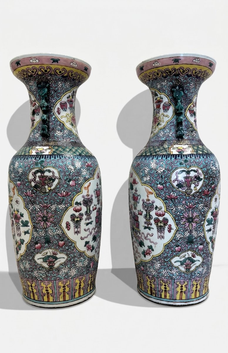 Coppia di vasi in porcellana policroma, Cina, XIX secolo-photo-4