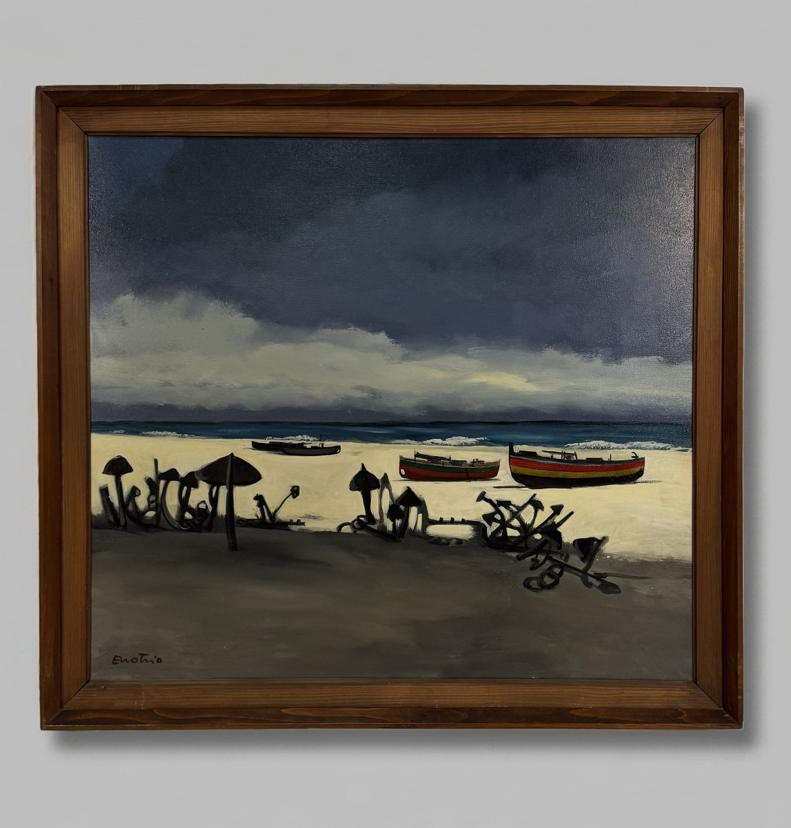 Pugliese Enotrio, (Buenos Aires 1920 – Pizzo 1989) Marina con ancore, 1964