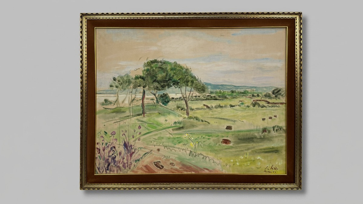 Seibezzi Fioravante, Paesaggio di campagna con alberi,1953