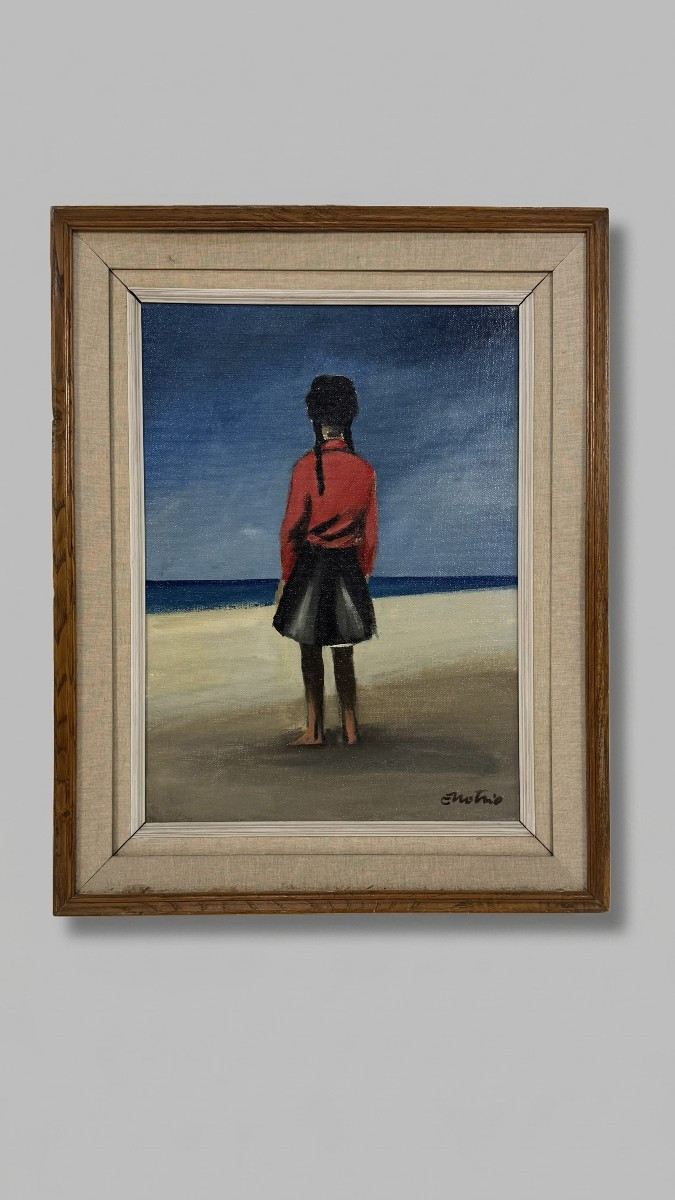 Enotrio Pugliese,(Buenos Aires 1920 – Pizzo 1989) Bambina sulla spiaggia, 1961
