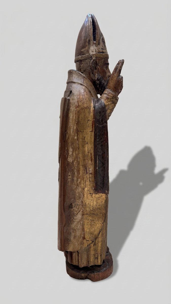Scultore del XVII secolo,  "Santo vescovo in atto benedicente"-photo-2