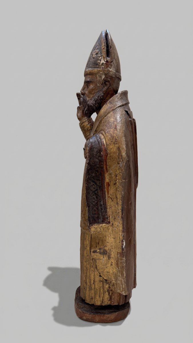 Scultore del XVII secolo,  "Santo vescovo in atto benedicente"-photo-3