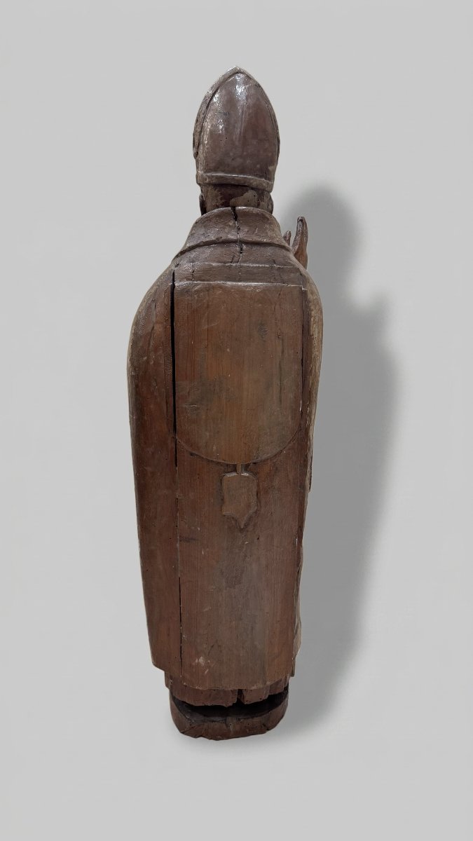 Scultore del XVII secolo,  "Santo vescovo in atto benedicente"-photo-1