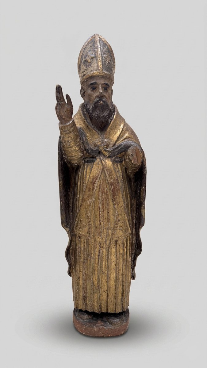 Scultore del XVII secolo,  "Santo vescovo in atto benedicente"
