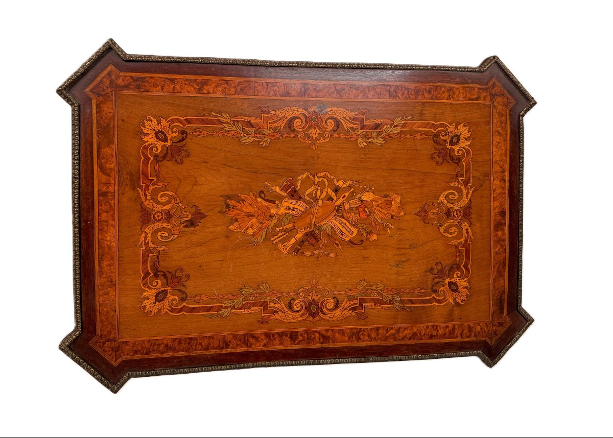 Piccola toilette intarsiata in legni diversi, di gusto Napoleone III, XIX secolo-photo-2