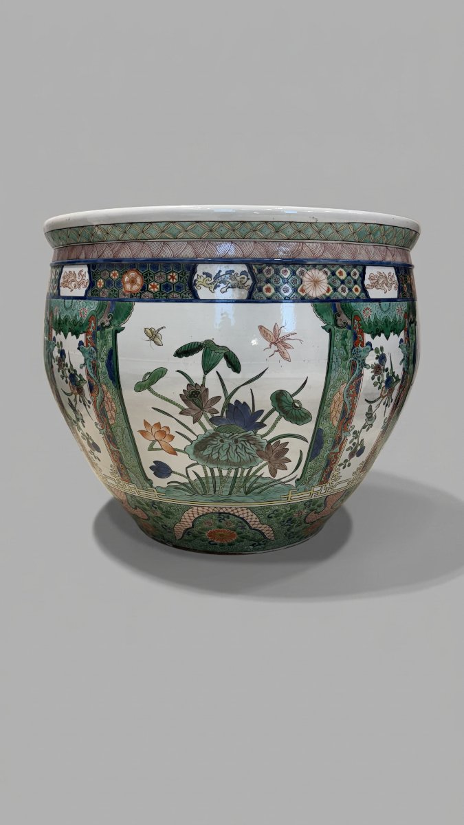 Vasca per pesci in porcellana policroma, Famiglia verde, Samson, Parigi, XIX secolo-photo-2