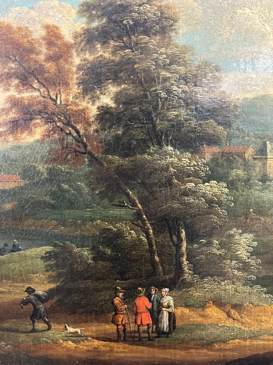 Anonimo del XVIII secolo,  A) B) "Paesaggio con figure"-photo-1