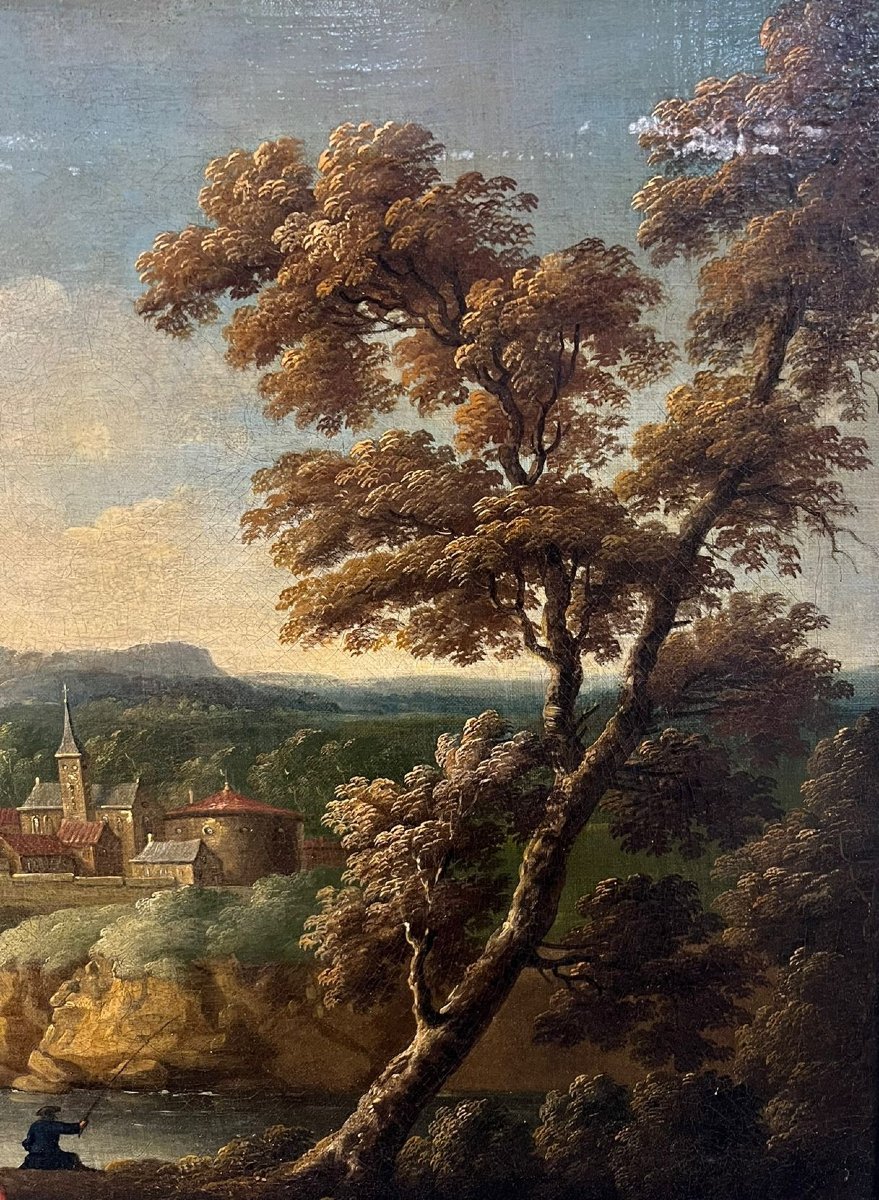 Anonimo del XVIII secolo,  A) B) "Paesaggio con figure"-photo-2