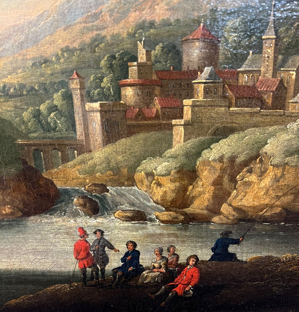 Anonimo del XVIII secolo,  A) B) "Paesaggio con figure"-photo-3