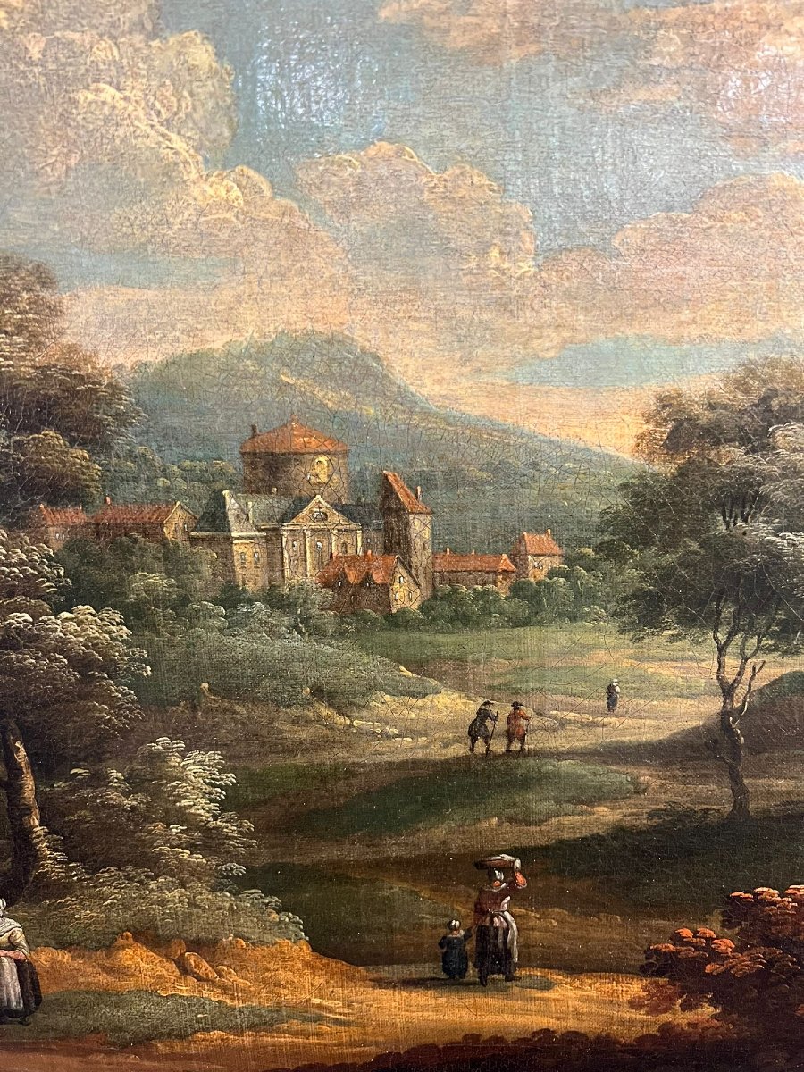 Anonimo del XVIII secolo,  A) B) "Paesaggio con figure"-photo-6
