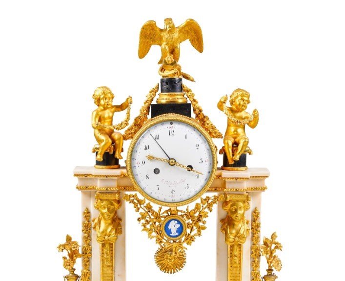 Orologio da tavolo in bronzo dorato e marmo, Le Blond Fils, Parigi, XIX secolo-photo-2