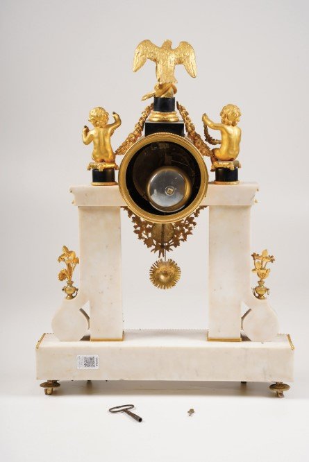 Orologio da tavolo in bronzo dorato e marmo, Le Blond Fils, Parigi, XIX secolo-photo-3
