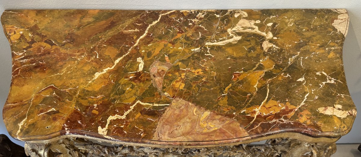 Console in legno scolpito intagliato e dorato, Genova, metà XVIII secolo-photo-3