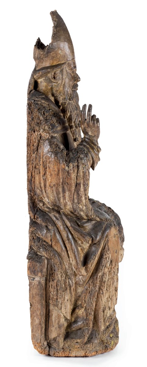 Sculture del XVII secolo,  scultura lignea raffigurante "Santo Vescovo benedicente"-photo-2