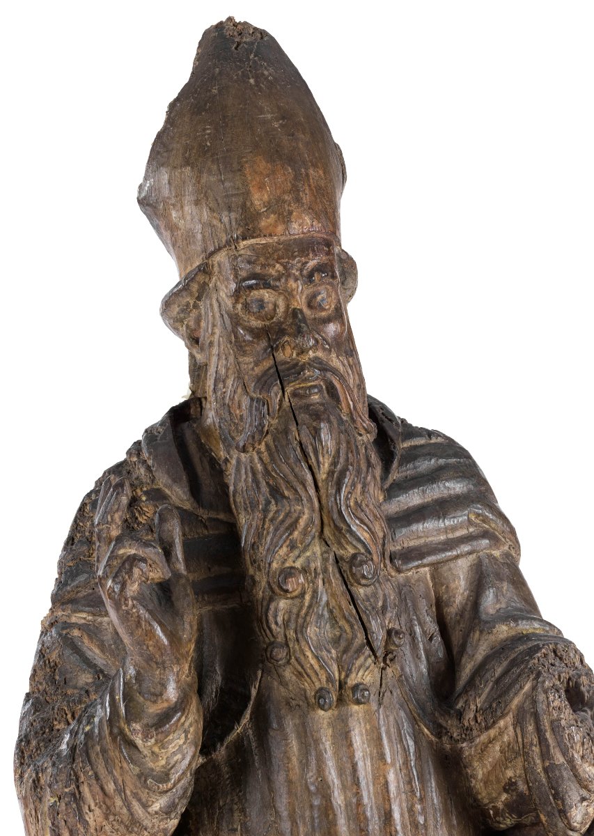 Sculture del XVII secolo,  scultura lignea raffigurante "Santo Vescovo benedicente"-photo-3