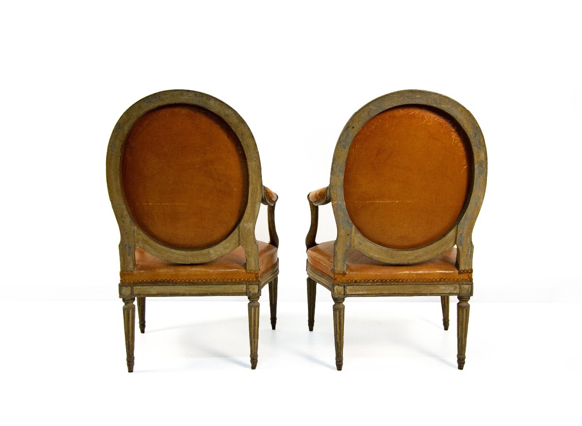 Coppia di poltrone in legno laccato, Georges Jacob, Parigi, fine del XVIII secolo-photo-4