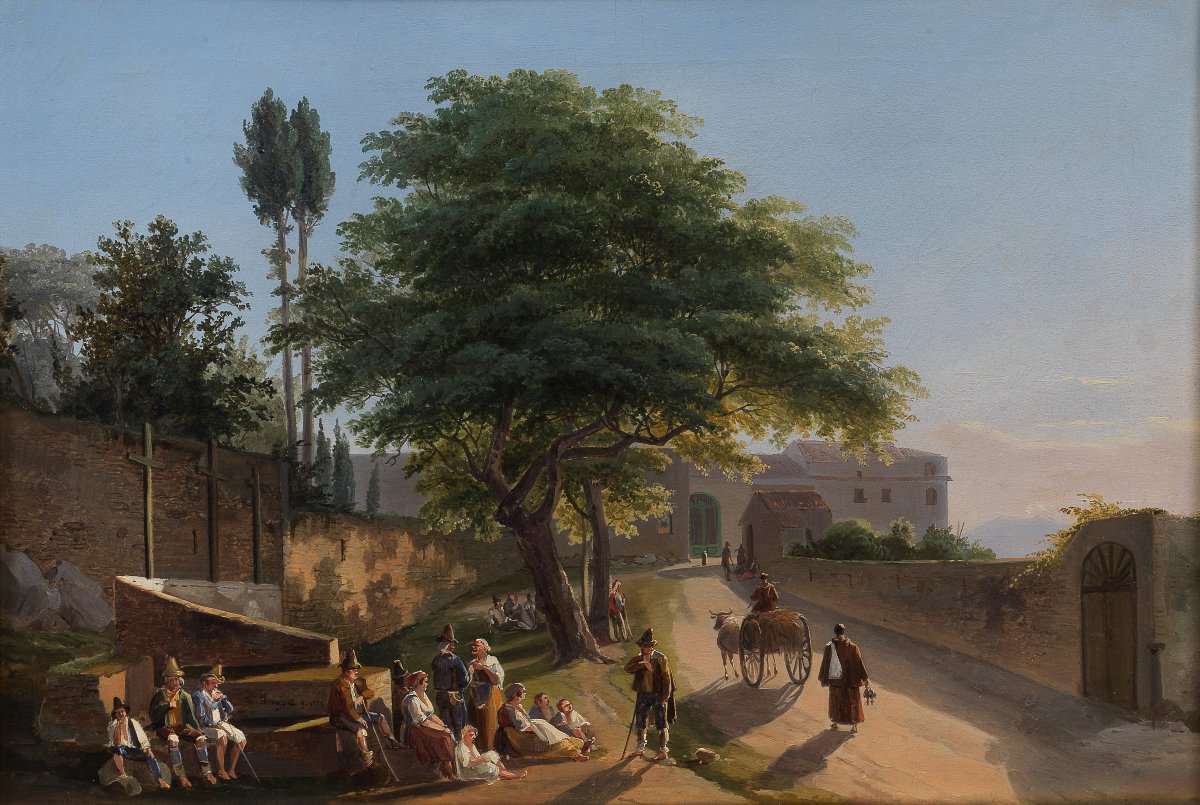 SALVATORE FERGOLA (Napoli, 1799 - 1874) Presso il monastero, 1826-photo-2
