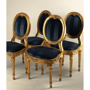 Quattro sedie in legno scolpito e dorato, Roma, fine XVIII secolo