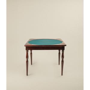 Tavolo da gioco a libro in mogano del XIX secolo