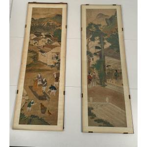 Coppia di dipinti, Cina, Dinastia Qing,  XVIII-XIX secolo