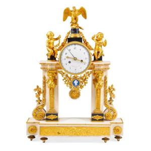 Orologio da tavolo in bronzo dorato e marmo, Le Blond Fils, Parigi, XIX secolo