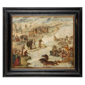 Antonio Tempesta (cerchia), "Mosè separa le acque del Mar Rosso"