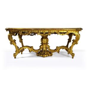 Tavolo in legno scolpito, dorato e laccato , Lombardia XIX secolo,