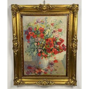 Anonimo del XX secolo  Vaso di fiori con papaveri