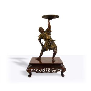 Scultura in bronzo brunito e dorato, Giappone, fine XIX secolo