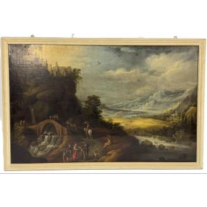 Paul Brill - ambito di,  "Paesaggio fluviale con viandanti"