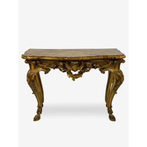 Console in legno scolpito, laccato e dorato, XVIII secolo,