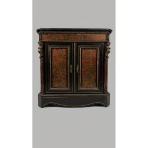 Credenza intarsiata in tartaruga e ottone alla boulle e legno ebanizzato, fine del XIX secolo