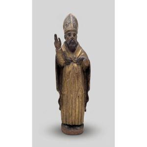 Scultore del XVII secolo,  "Santo vescovo in atto benedicente"