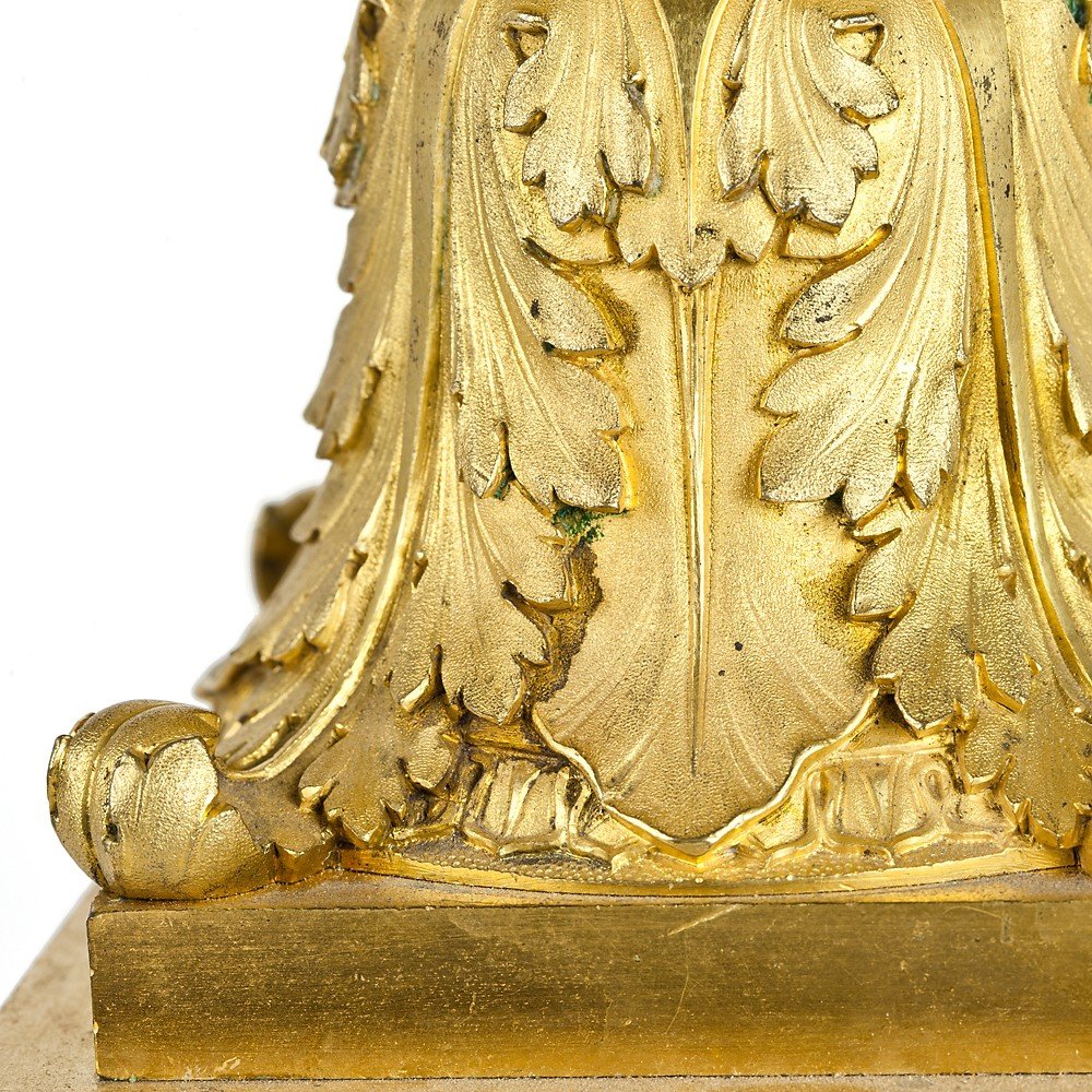 Coppia di Candelabri in bronzo dorato-photo-4