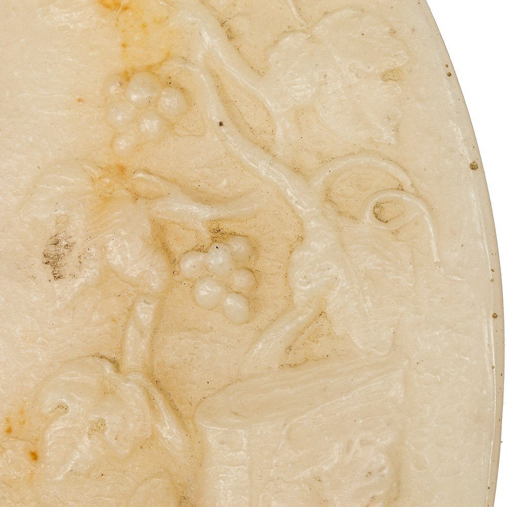 Coppia di Tondi in marmo di alabastro raffiguranti scene mitologiche-photo-6