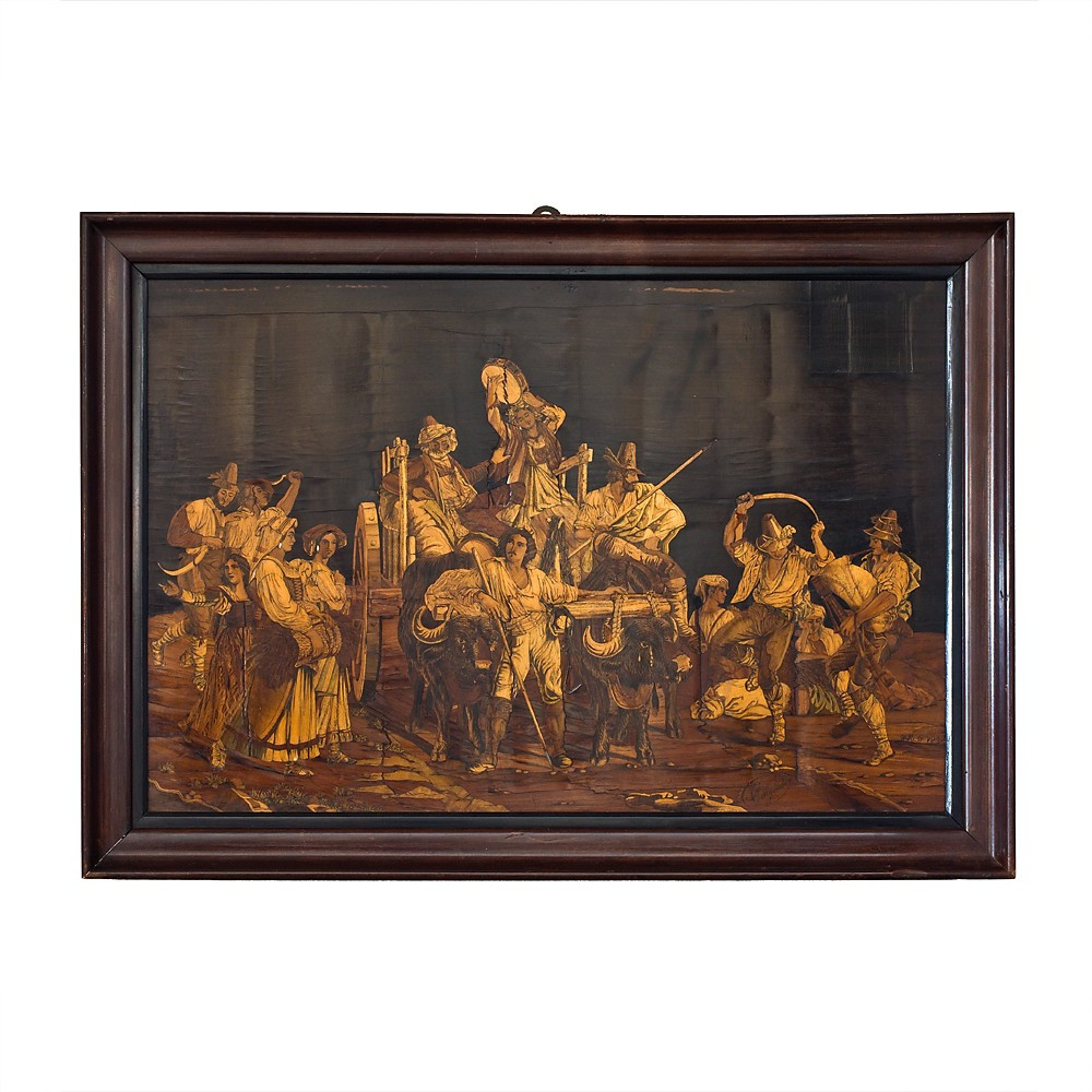 Placca raffigurante “il Carro di San Germano” firmata “Amerigo Gargiulo”